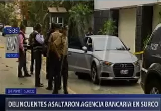 Asalto en Surco: cámara captó auto en el que llegaron los delincuentes a banco