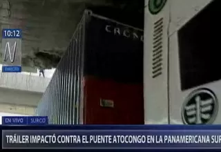 Puente Atocongo: camión quedó atorado