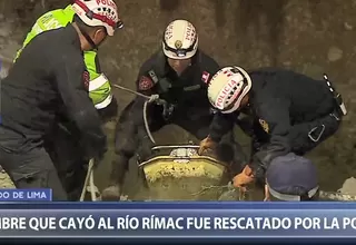 Cercado de Lima: rescatan a hombre que cayó al río Rímac
