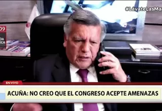 César Acuña sobre cuestión de confianza: "No creo que el Congreso acepte amenazas"