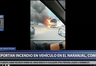 Comas: reportan incendio de vehículo en la vía Panamericana Norte