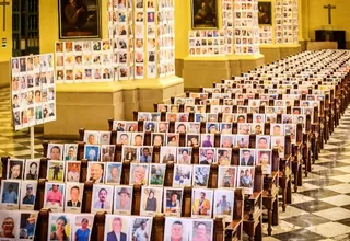 Coronavirus: Catedral de Lima amaneció revestida con más de 5000 fotos de fallecidos 
