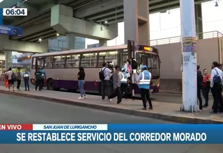 Corredor Morado: Se restablece el servicio de buses tras acuerdo con el Gobierno