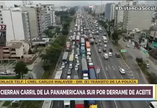 Derrame de aceite en Panamericana Sur: Policía pide no utilizar la vía y tomar rutas alternas