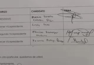 Lista de María Cabrera fue retirada por falta de firma de Leslye Lazo