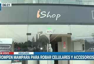 Miraflores: Ladrones rompen mampara y roban celulares y equipos en tienda Ishop