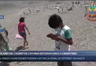 Nasca: Escolares del distrito de Changuillo reciben clases virtuales en lo alto de un cementerio