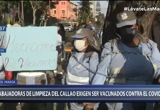 Trabajadoras de limpieza del Callao exigen ser vacunadas contra la COVID-19