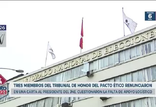 Tres integrantes del Tribunal de Honor del Pacto Ético Electoral renunciaron a sus cargos