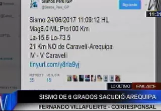 Arequipa: sismo de 6 grados sacudió provincia de Caravelí