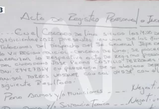 Acta de registro personal de Pedro Castillo