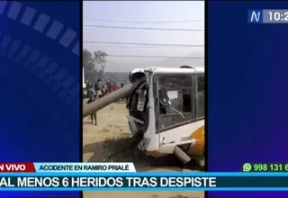 Al menos seis heridos tras el despiste de bus de transporte público en El Agustino