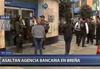 Breña: cuatro delincuentes asaltaron agencia bancaria