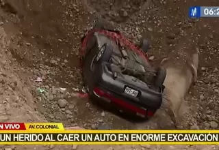 Callao: un herido al caer un auto en enorme excavación