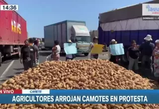 Cañete: Agricultores de camote bloquearon la carretera Panamericana Sur