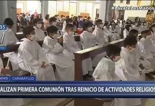 Realizan primera comunión tras reinicio de actividades religiosas en Carabayllo