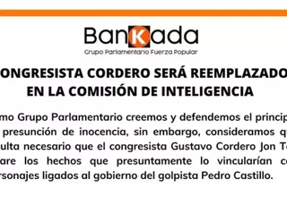 Caso "El Español": Fuerza Popular retirará a Luis Cordero de la comisión de Inteligencia