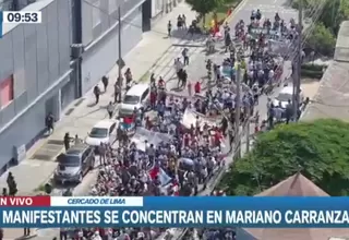 Cercado de Lima: Manifestantes se desplazan por la Av. Mariano Carranza