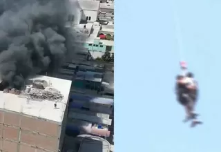 Cercado de Lima: Policía aérea rescató a una persona atrapada en incendio