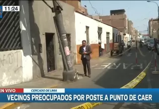 Cercado de Lima: Vecinos en alerta por poste a punto de caer