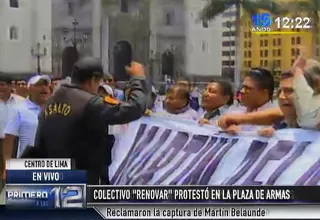 Colectivo aprista protestó en Plaza Mayor para exigir captura de Belaúnde
