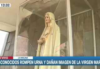 Desconocido destruyó vidrio de una gruta y dañó imagen de la Virgen en La Molina