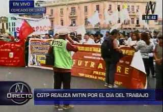 Día del Trabajo: CGTP realiza mitin en el Centro de Lima
