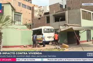 Diez heridos dejó el choque de cúster contra casa en Chorrillos