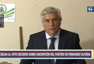 Elecciones 2021: Dejan al voto la inscripción del partido de Fernando Olivera 