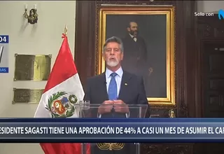 Francisco Sagasti: Aprobación del presidente es de 44 %, según sondeo de Ipsos Perú