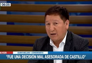 Guido Bellido: "Fue una decisión mal asesorada de Pedro Castillo"