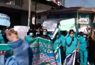 Huancayo: protesta de trabajadores Cas Covid-19