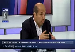 Hugo Ñopo: Si más del 5% no llega a ser empadronado, debe haber un nuevo censo