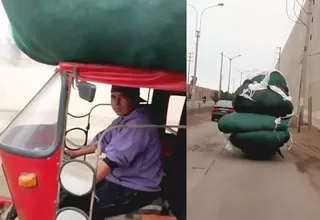 Lurín: mira cómo una mototaxi traslada pesada carga