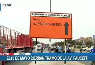 Metro de Lima: Tramo de avenida Faucett será cerrado desde el 15 de mayo por obras