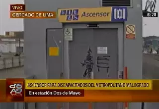 Metropolitano: ascensor para personas con discapacidad no funciona en Dos de Mayo