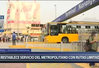 Metropolitano: Servicio para usuarios se restablece con rutas limitadas