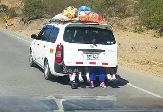 Mira cómo unos escolares viajan peligrosamente en la Carretera Fernando Belaúnde
