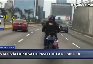 Motociclista transita por Vía Expresa de Paseo de la República pese a estar prohibido