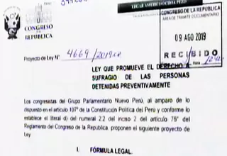 Nuevo Perú presentó proyecto de ley para que reos sin sentencia puedan votar