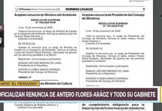 Hacen oficial renuncia de Ántero Flores-Aráoz y todo su gabinete