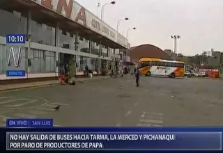 Paro de productores de papa: suspenden salida de buses a Tarma y La Merced