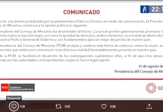 PCM sobre denuncia de Chirinos: Se facilitará el desarrollo de las investigaciones