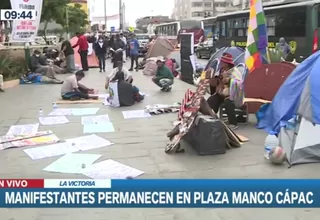 Plaza Manco Cápac: Manifestantes permanecen en espacio público en La Victoria