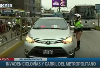 PNP multó a conductores que invadieron ciclovías y carril del Metropolitano en SMP