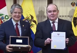 Rafael López Aliaga entregó 'Llave de la Ciudad' al presidente ecuatoriano Guillermo Lasso