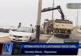 Retiran asfalto del tercer carril de la Costa Verde