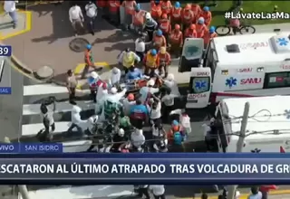 San Isidro: Rescatan a tres obreros atrapados tras volcadura de una grúa en obra de construcción