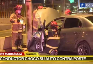 San Isidro: Hombre chocó su auto contra poste en Paseo de la República