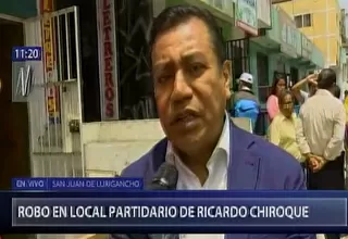 San Juan de Lurigancho: roban local partidario de Ricardo Chiroque